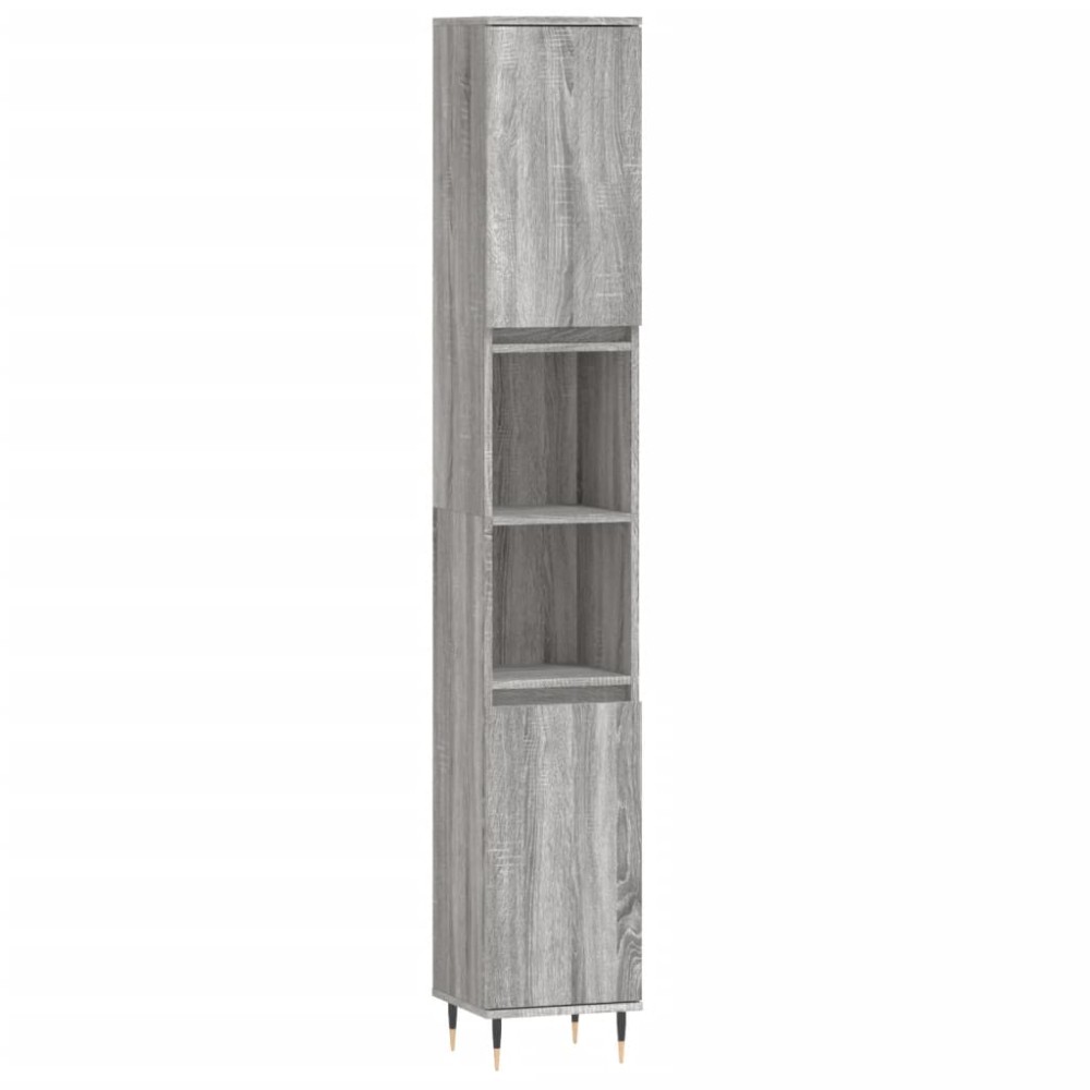 vidaXL Dulap de baie, gri sonoma, 30x30x190 cm, lemn prelucrat