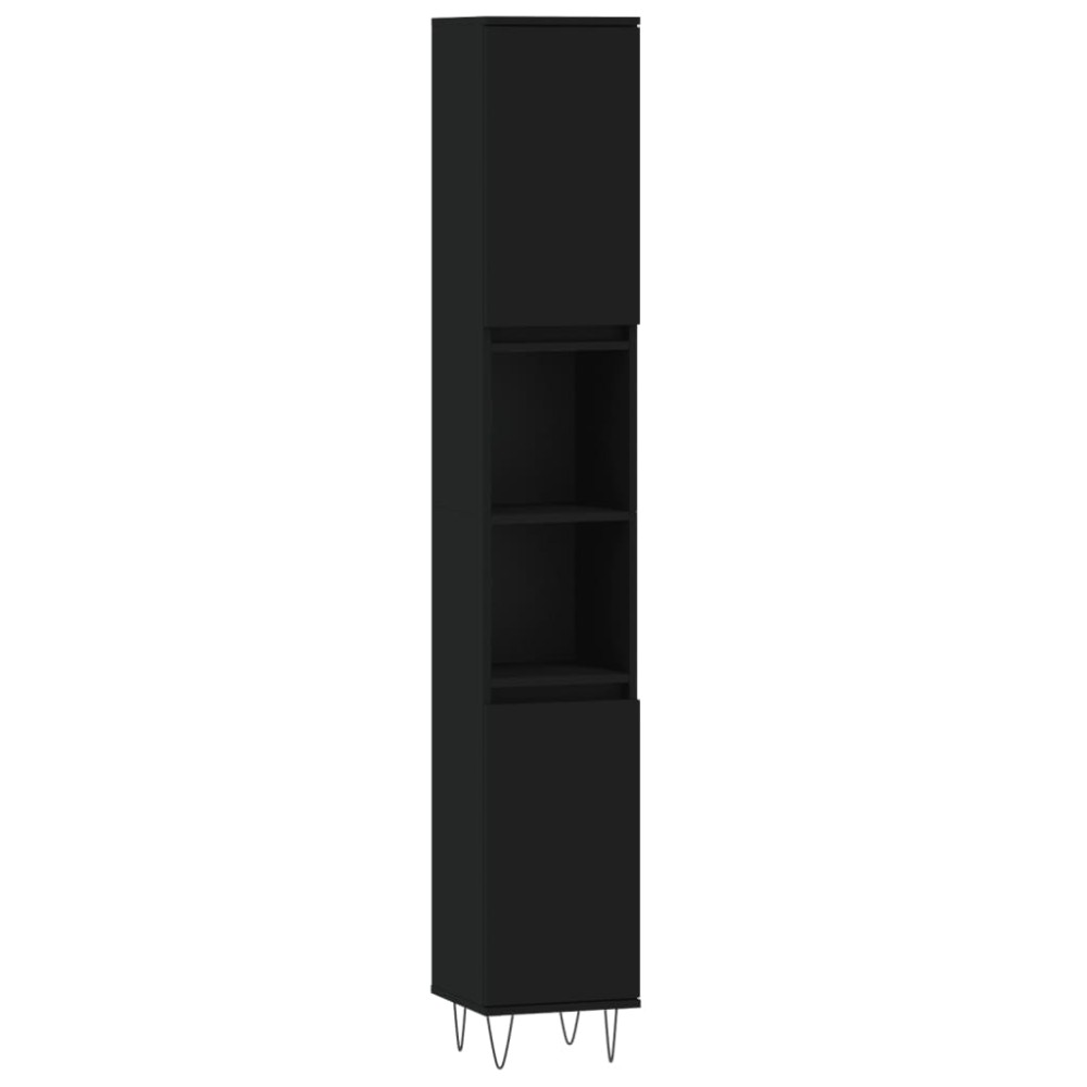 vidaXL Dulap de baie, negru, 30x30x190 cm, lemn prelucrat