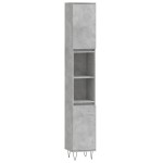 vidaXL Dulap de baie, gri beton, 30x30x190 cm, lemn prelucrat