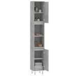vidaXL Dulap de baie, gri beton, 30x30x190 cm, lemn prelucrat