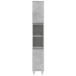 vidaXL Dulap de baie, gri beton, 30x30x190 cm, lemn prelucrat