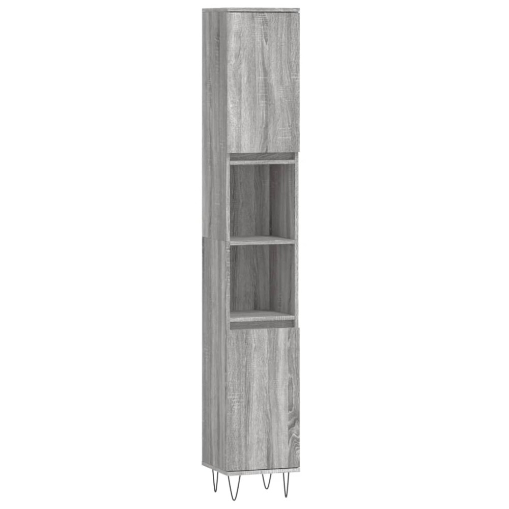 vidaXL Dulap de baie, gri sonoma, 30x30x190 cm, lemn prelucrat