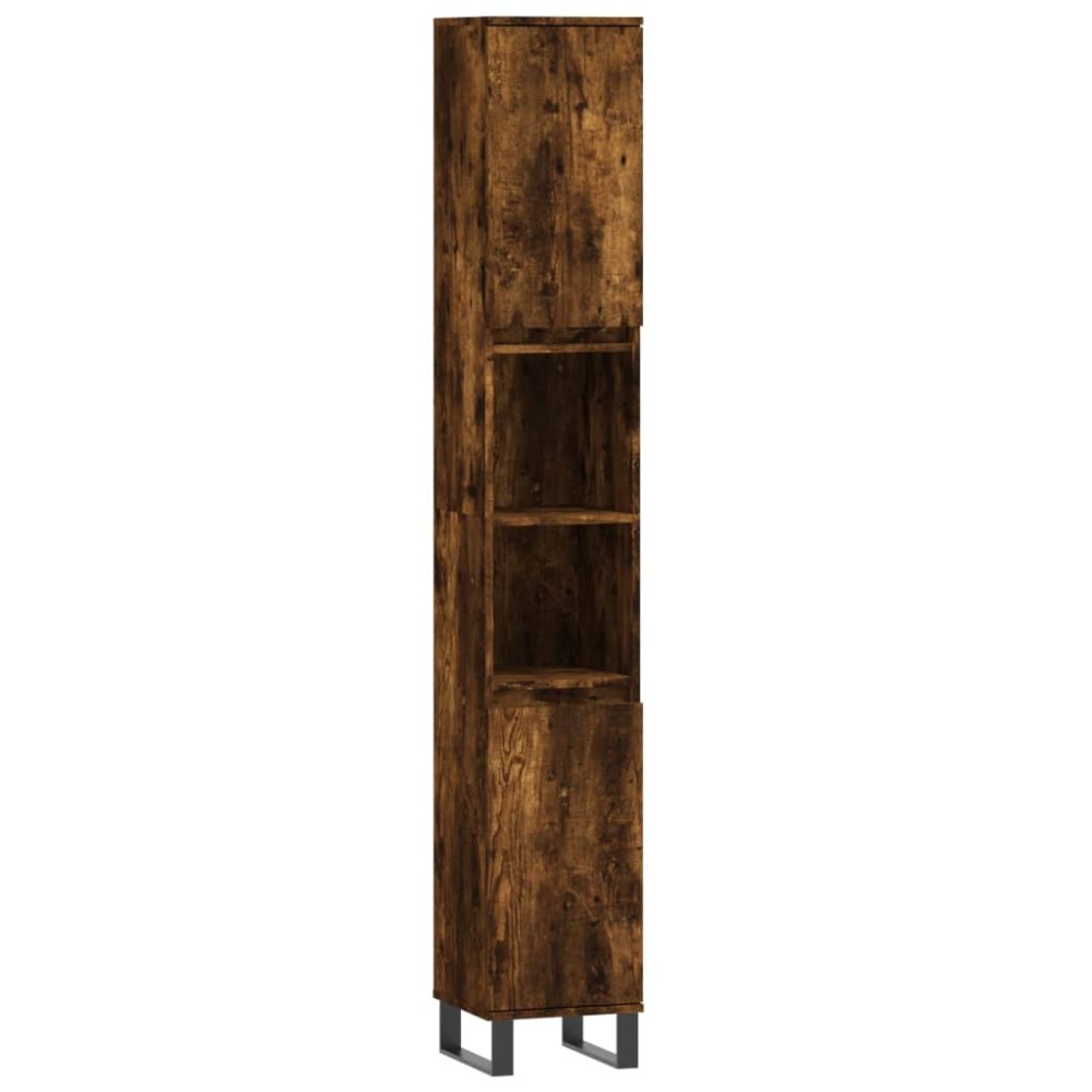 vidaXL Dulap de baie, stejar afumat, 30x30x190 cm, lemn prelucrat