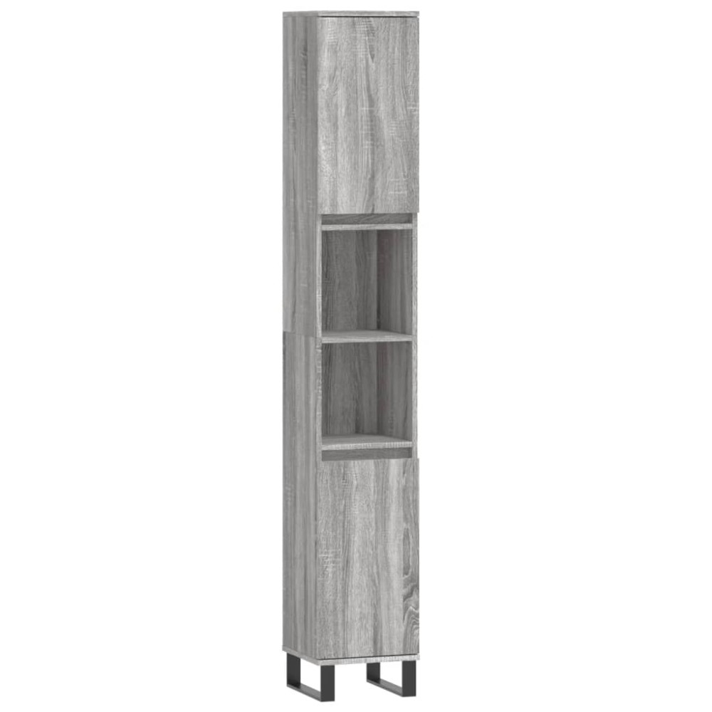 vidaXL Dulap de baie, gri sonoma, 30x30x190 cm, lemn prelucrat