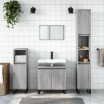 vidaXL Dulap de baie, gri sonoma, 30x30x190 cm, lemn prelucrat vidaXL Dulap de baie, gri sonoma, 30x30x190 cm, lemn prelucrat
