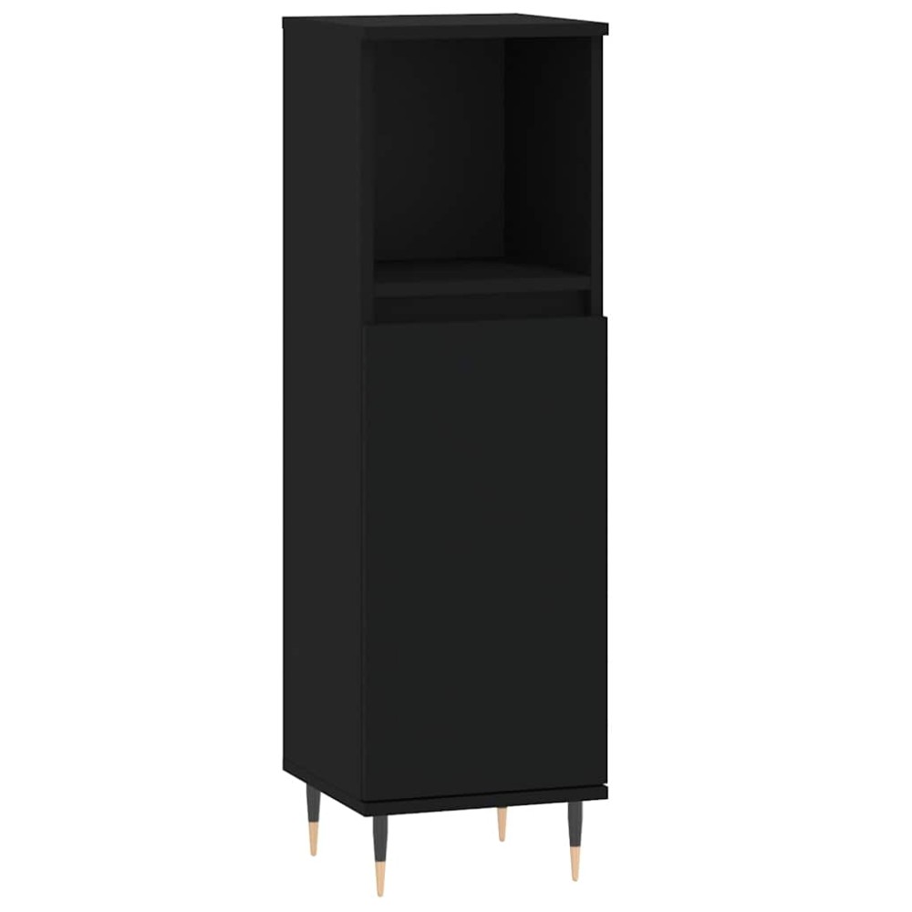 vidaXL Dulap de baie, negru, 30x30x100 cm, lemn prelucrat