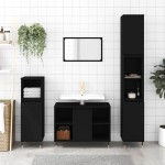 vidaXL Dulap de baie, negru, 30x30x100 cm, lemn prelucrat