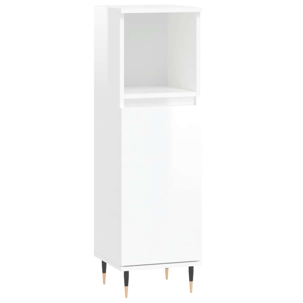 vidaXL Dulap de baie, alb extralucios, 30x30x100 cm, lemn prelucrat