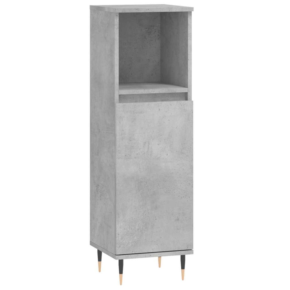 vidaXL Dulap de baie, gri beton, 30x30x100 cm, lemn prelucrat