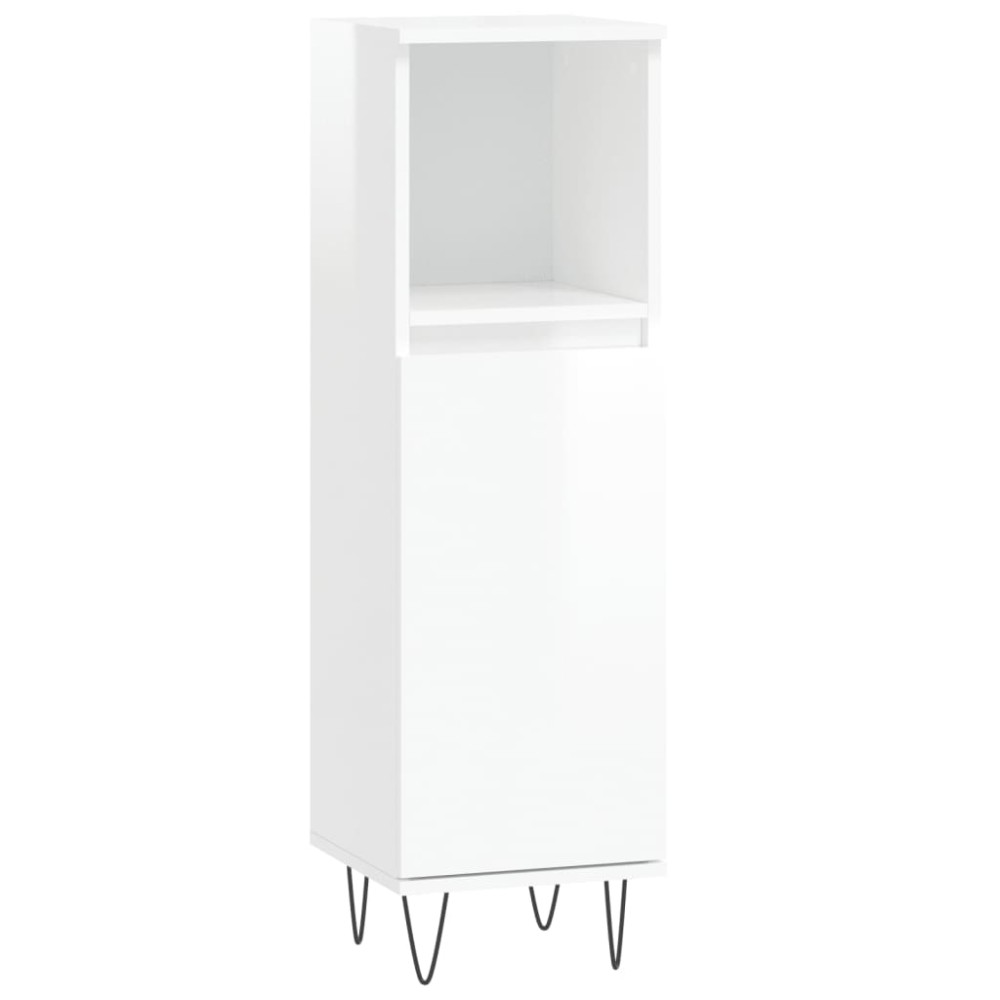 vidaXL Dulap de baie, alb extralucios, 30x30x100 cm, lemn prelucrat
