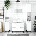 vidaXL Dulap de baie, alb, 30x30x100 cm, lemn prelucrat