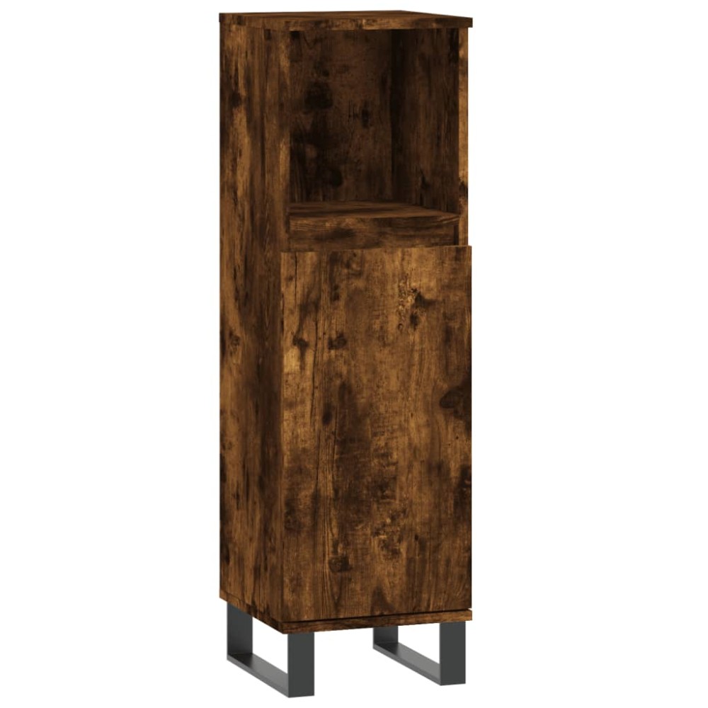 vidaXL Dulap de baie, stejar afumat, 30x30x100 cm, lemn prelucrat