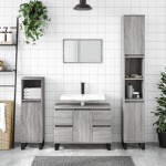 vidaXL Dulap de baie, gri sonoma, 30x30x100 cm, lemn prelucrat