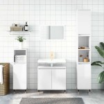 vidaXL Dulap de baie, alb extralucios, 58x33x60 cm, lemn prelucrat vidaXL Dulap de baie, alb extralucios, 58x33x60 cm, lemn prelucrat