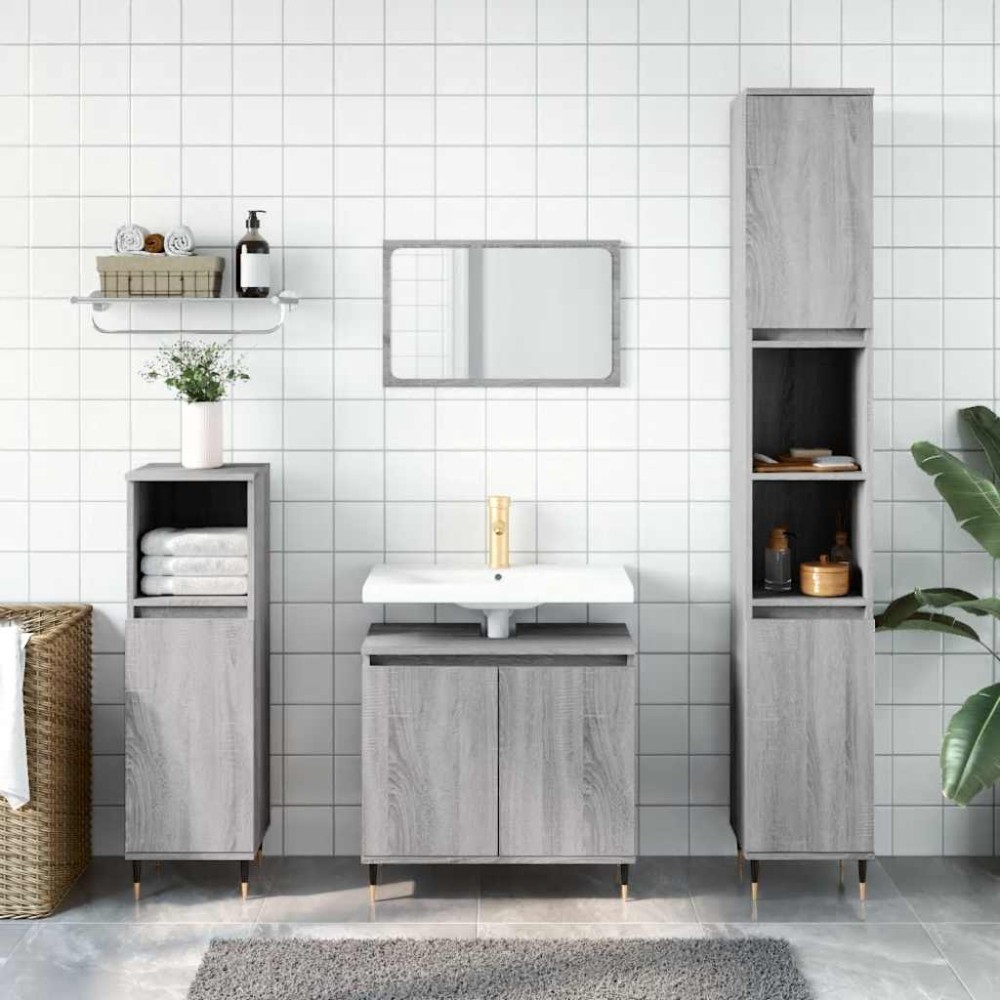 vidaXL Dulap de baie, gri sonoma, 58x33x60 cm, lemn prelucrat