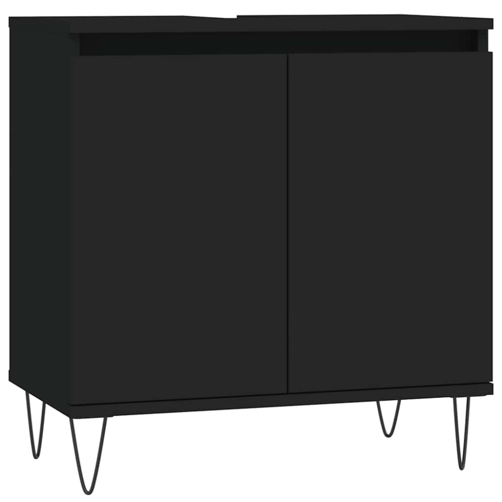 vidaXL Dulap de baie, negru, 58x33x60 cm, lemn prelucrat