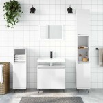 vidaXL Dulap de baie, alb extralucios, 58x33x60 cm, lemn prelucrat vidaXL Dulap de baie, alb extralucios, 58x33x60 cm, lemn prelucrat