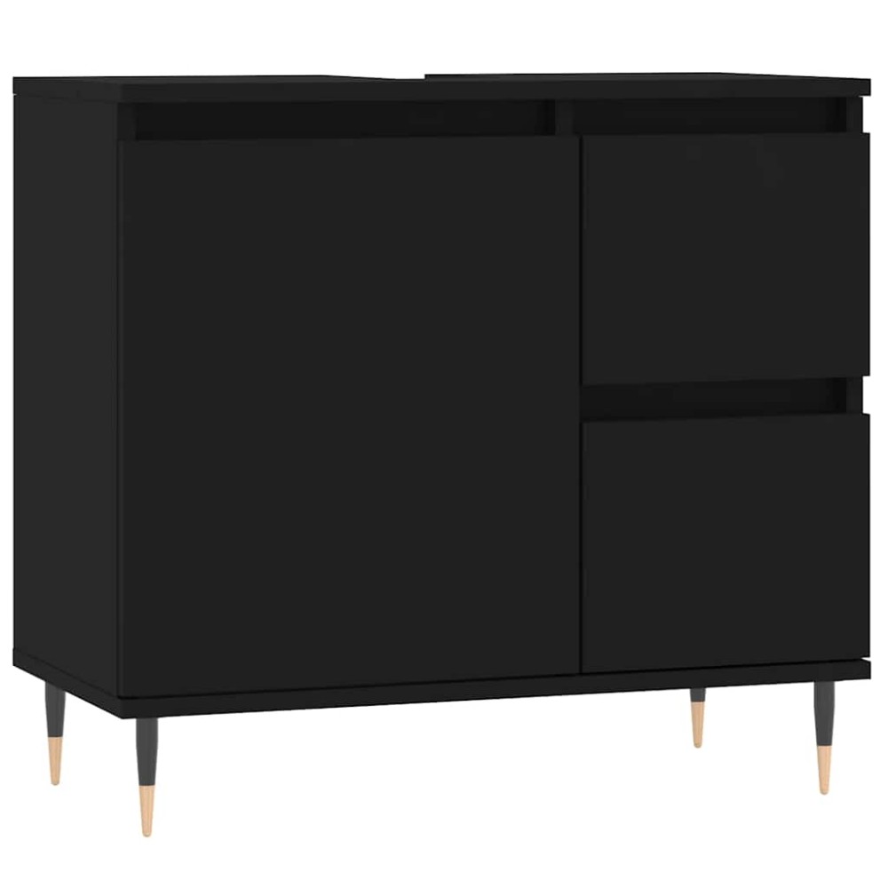 vidaXL Dulap de baie, negru, 65x33x60 cm, lemn prelucrat