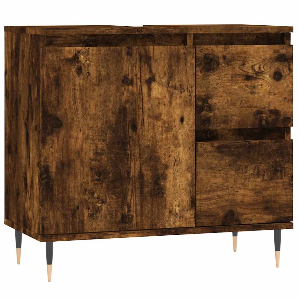 vidaXL Dulap de baie, stejar afumat, 65x33x60 cm, lemn prelucrat