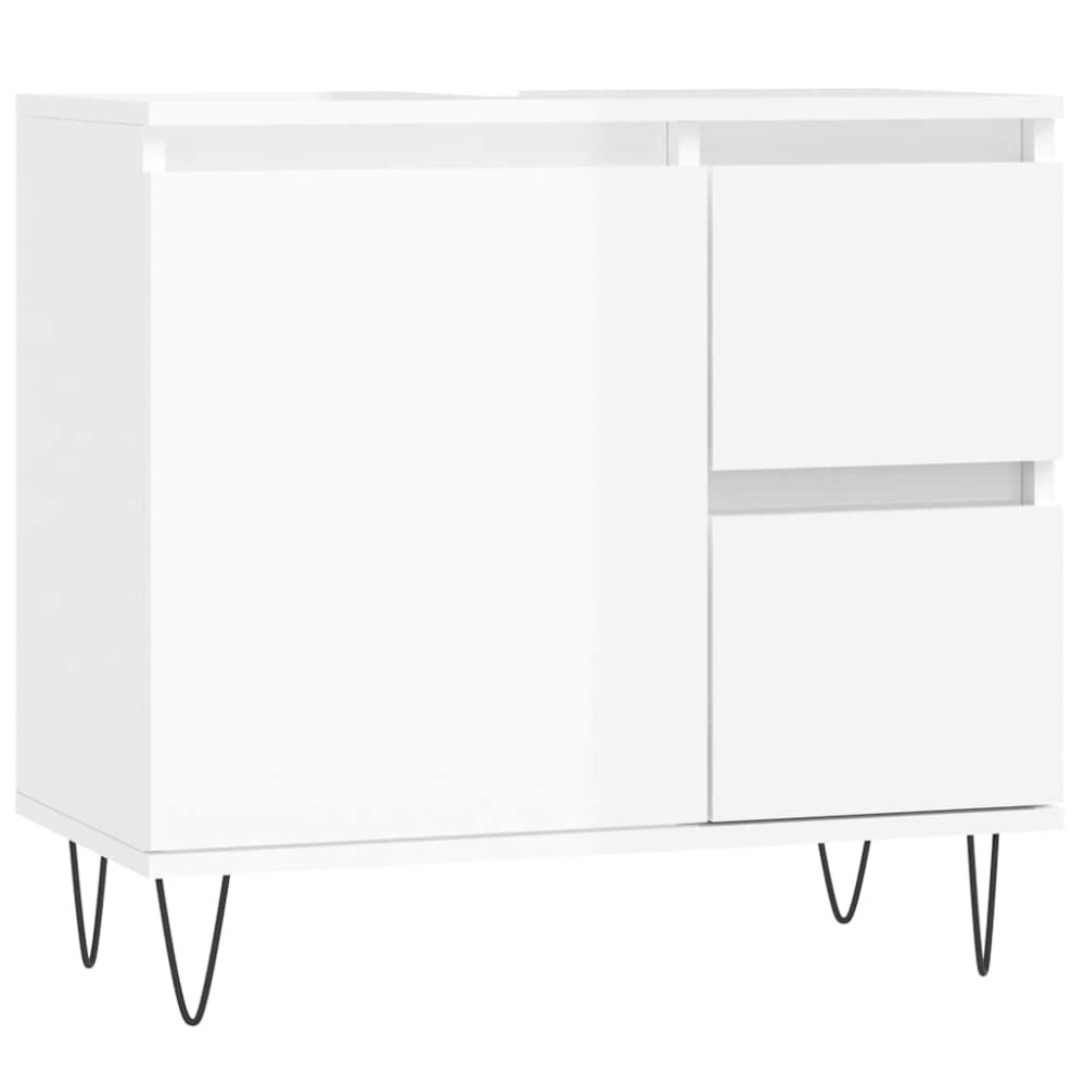 vidaXL Dulap de baie, alb extralucios, 65x33x60 cm, lemn prelucrat