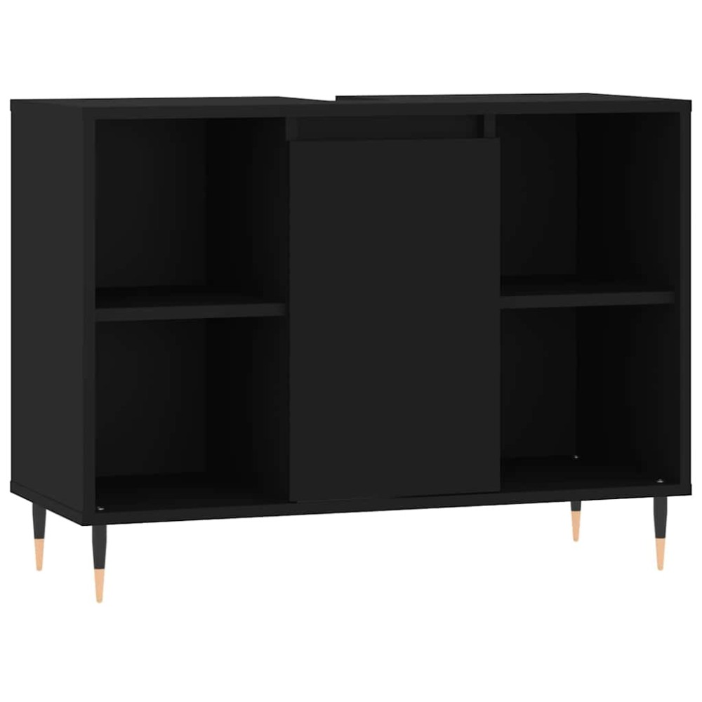 vidaXL Dulap pentru baie, negru, 80x33x60 cm, lemn compozit