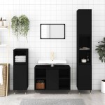 vidaXL Dulap pentru baie, negru, 80x33x60 cm, lemn compozit vidaXL Dulap pentru baie, negru, 80x33x60 cm, lemn compozit
