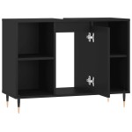 vidaXL Dulap pentru baie, negru, 80x33x60 cm, lemn compozit vidaXL Dulap pentru baie, negru, 80x33x60 cm, lemn compozit