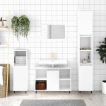 vidaXL Dulap pentru baie, alb extralucios, 80x33x60 cm, lemn compozit vidaXL Dulap pentru baie, alb extralucios, 80x33x60 cm, lemn compozit