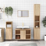 vidaXL Dulap pentru baie, stejar sonoma, 80x33x60 cm, lemn compozit vidaXL Dulap pentru baie, stejar sonoma, 80x33x60 cm, lemn compozit