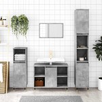 vidaXL Dulap pentru baie, gri beton, 80x33x60 cm, lemn compozit vidaXL Dulap pentru baie, gri beton, 80x33x60 cm, lemn compozit