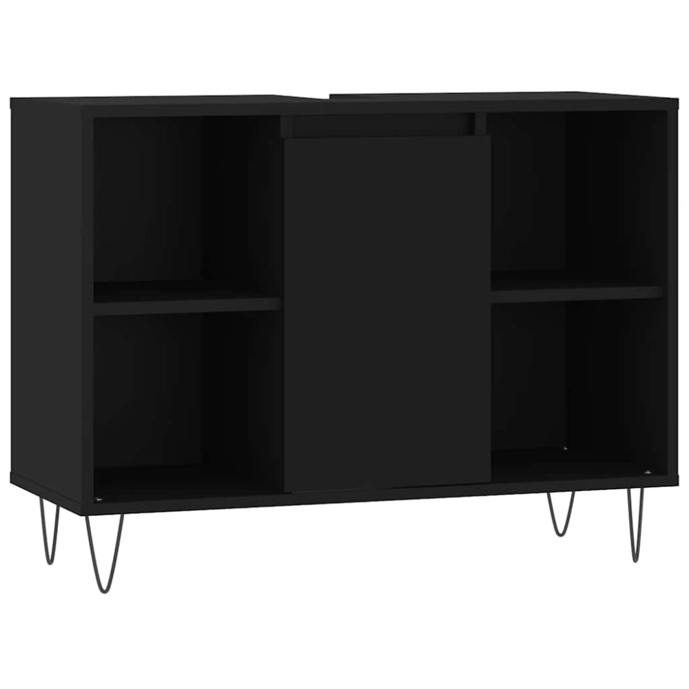 vidaXL Dulap pentru baie, negru, 80x33x60 cm, lemn compozit