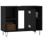 vidaXL Dulap pentru baie, negru, 80x33x60 cm, lemn compozit vidaXL Dulap pentru baie, negru, 80x33x60 cm, lemn compozit