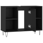 vidaXL Dulap pentru baie, negru, 80x33x60 cm, lemn compozit vidaXL Dulap pentru baie, negru, 80x33x60 cm, lemn compozit