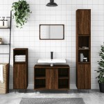 vidaXL Dulap pentru baie, stejar maro, 80x33x60 cm, lemn compozit vidaXL Dulap pentru baie, stejar maro, 80x33x60 cm, lemn compozit