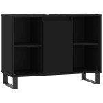 vidaXL Dulap pentru baie, negru, 80x33x60 cm, lemn compozit vidaXL Dulap pentru baie, negru, 80x33x60 cm, lemn compozit
