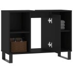 vidaXL Dulap pentru baie, negru, 80x33x60 cm, lemn compozit vidaXL Dulap pentru baie, negru, 80x33x60 cm, lemn compozit