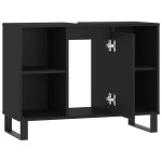 vidaXL Dulap pentru baie, negru, 80x33x60 cm, lemn compozit vidaXL Dulap pentru baie, negru, 80x33x60 cm, lemn compozit
