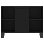 vidaXL Dulap pentru baie, negru, 80x33x60 cm, lemn compozit vidaXL Dulap pentru baie, negru, 80x33x60 cm, lemn compozit