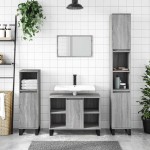 vidaXL Dulap pentru baie, gri sonoma, 80x33x60 cm, lemn compozit vidaXL Dulap pentru baie, gri sonoma, 80x33x60 cm, lemn compozit