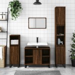 vidaXL Dulap pentru baie, stejar maro, 80x33x60 cm, lemn compozit vidaXL Dulap pentru baie, stejar maro, 80x33x60 cm, lemn compozit