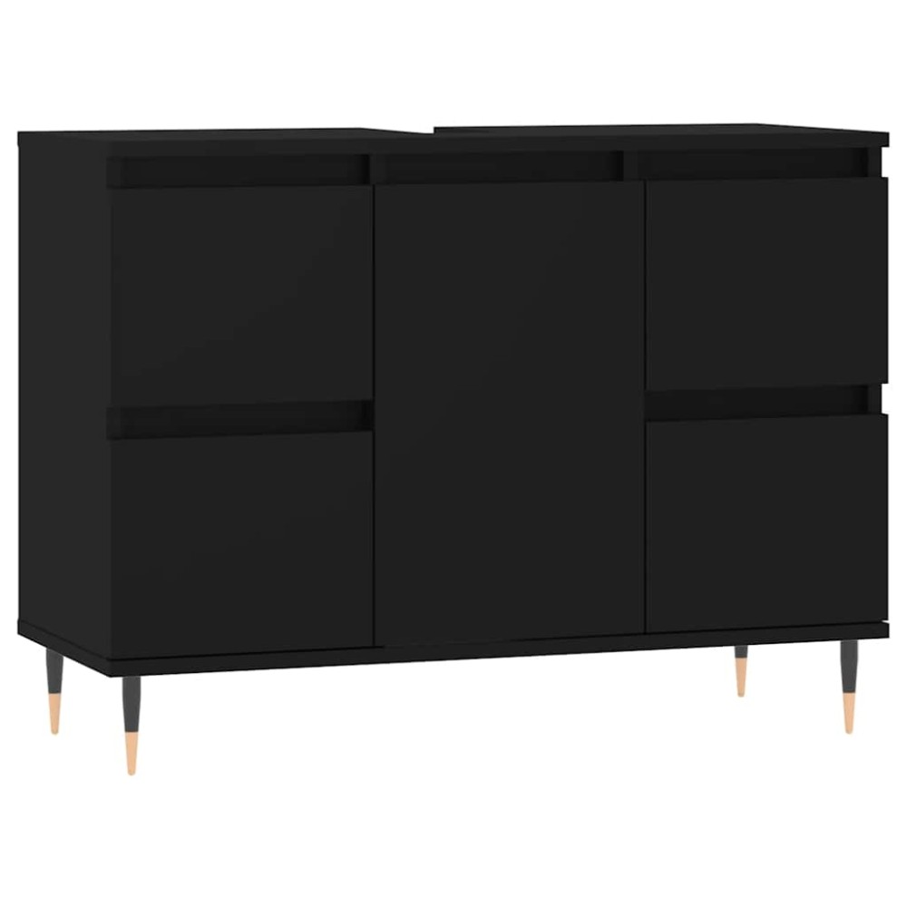 vidaXL Dulap pentru baie, negru, 80x33x60 cm, lemn compozit