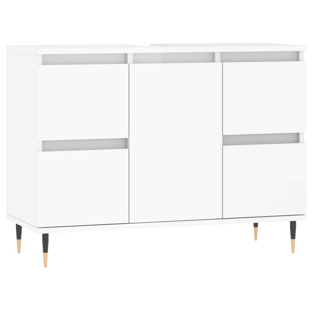 vidaXL Dulap pentru baie, alb extralucios, 80x33x60 cm, lemn compozit