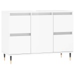 vidaXL Dulap pentru baie, alb extralucios, 80x33x60 cm, lemn compozit vidaXL Dulap pentru baie, alb extralucios, 80x33x60 cm, lemn compozit