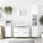 vidaXL Dulap pentru baie, alb extralucios, 80x33x60 cm, lemn compozit vidaXL Dulap pentru baie, alb extralucios, 80x33x60 cm, lemn compozit