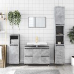 vidaXL Dulap pentru baie, gri beton, 80x33x60 cm, lemn compozit vidaXL Dulap pentru baie, gri beton, 80x33x60 cm, lemn compozit