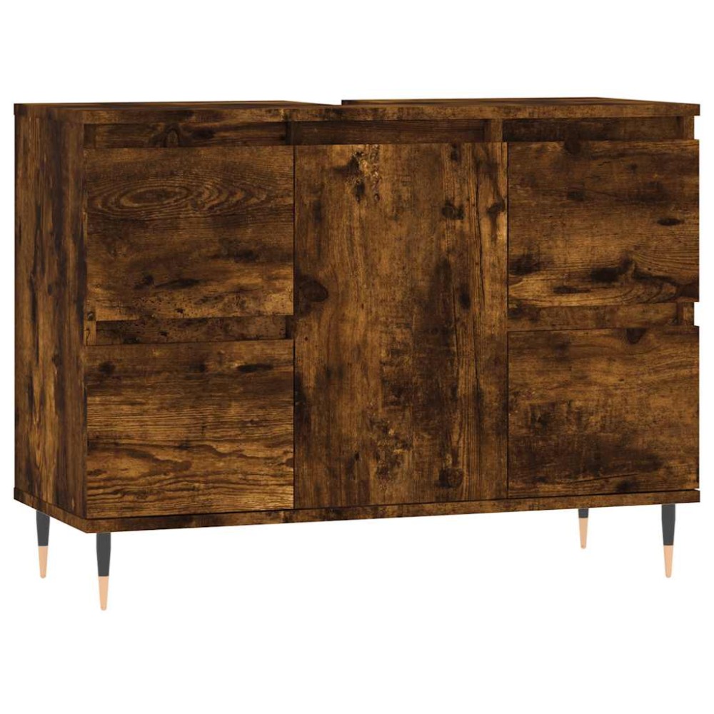 vidaXL Dulap pentru baie, stejar fumuriu, 80x33x60 cm, lemn compozit