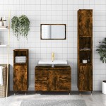 vidaXL Dulap pentru baie, stejar fumuriu, 80x33x60 cm, lemn compozit vidaXL Dulap pentru baie, stejar fumuriu, 80x33x60 cm, lemn compozit