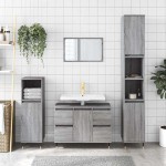 vidaXL Dulap pentru baie, gri sonoma, 80x33x60 cm, lemn compozit vidaXL Dulap pentru baie, gri sonoma, 80x33x60 cm, lemn compozit