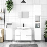 vidaXL Dulap pentru baie, alb, 80x33x60 cm, lemn compozit vidaXL Dulap pentru baie, alb, 80x33x60 cm, lemn compozit