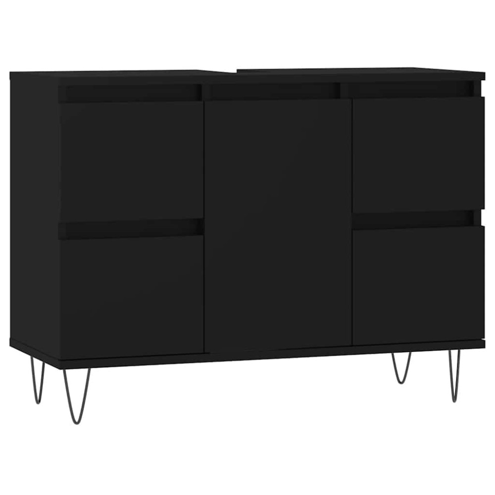 vidaXL Dulap pentru baie, negru, 80x33x60 cm, lemn compozit